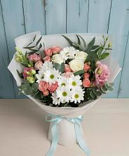 Букет цветов из:  Розы, Лизиантусы и Хризантемы в Зеленоградский Пушкинского района