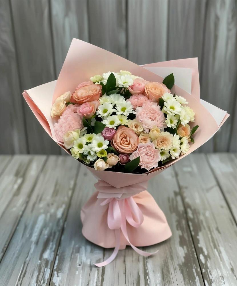 Букет цветов из: Гвоздики, Розы и Хризантемы в Зеленоградский Пушкинского района