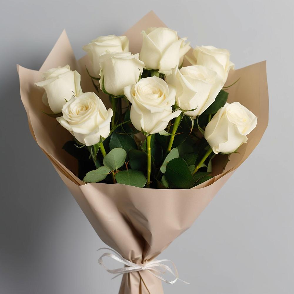 Букет 9 Белых роз Эдлесс Лав в Зеленоградский Пушкинского района