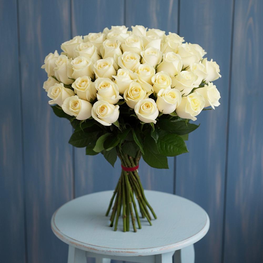 Букет 51 Белая роза Эдлесс Лав в Зеленоградский Пушкинского района