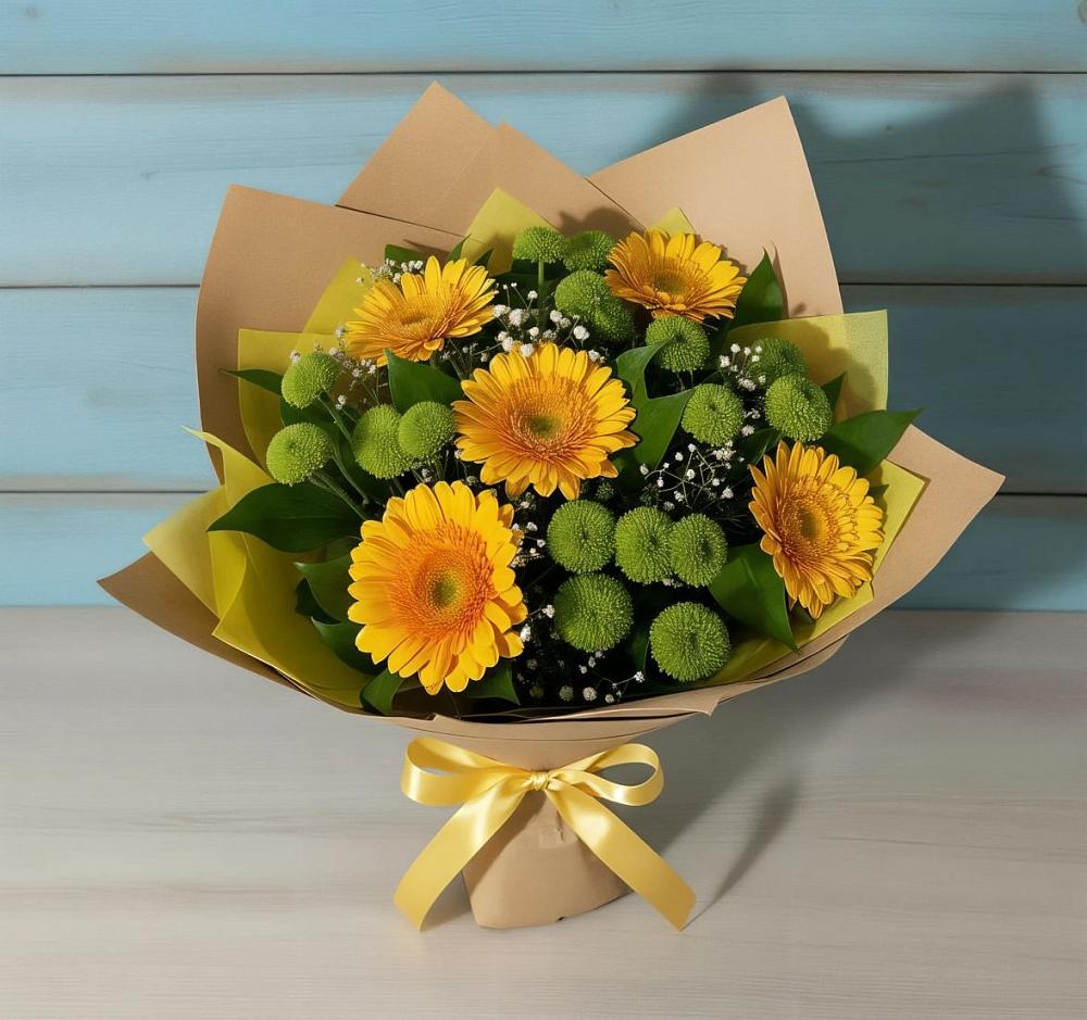 Букет цветов из: Герберы и Хризантемы в Зеленоградский Пушкинского района
