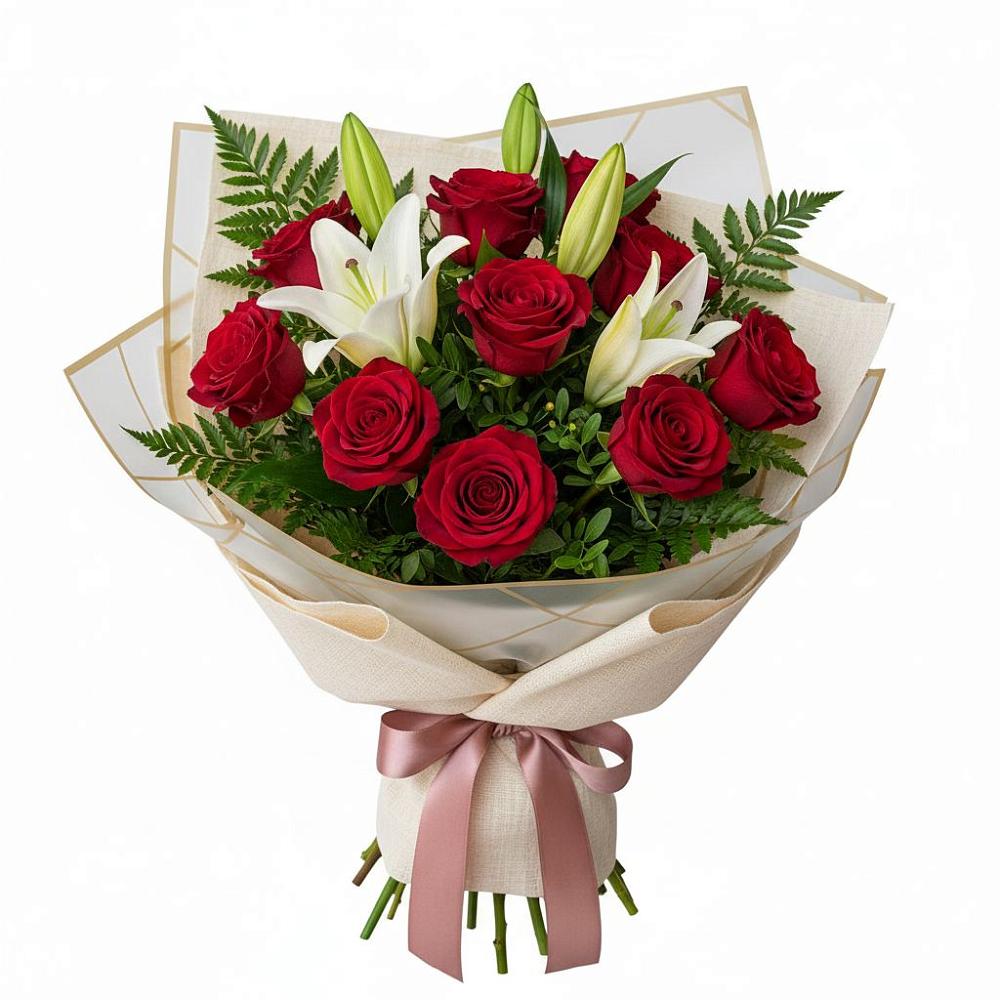 Букет цветов из: Лилии и Розы в Зеленоградский Пушкинского района