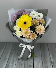 Букет цветов из:  Розы, Герберы и Хризантемы в Зеленоградский Пушкинского района
