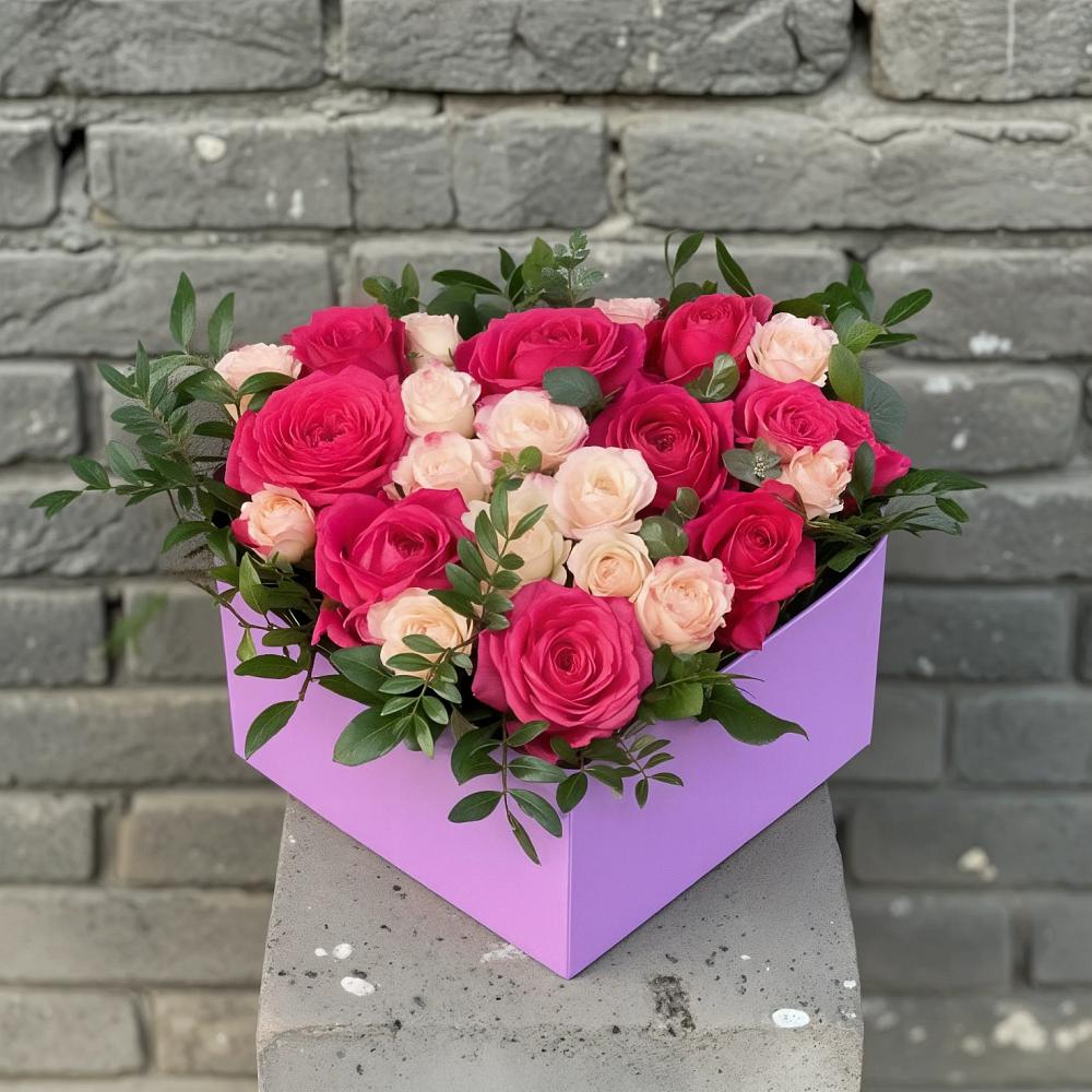 Цветочная композиция из Розы в коробке в Зеленоградский Пушкинского района