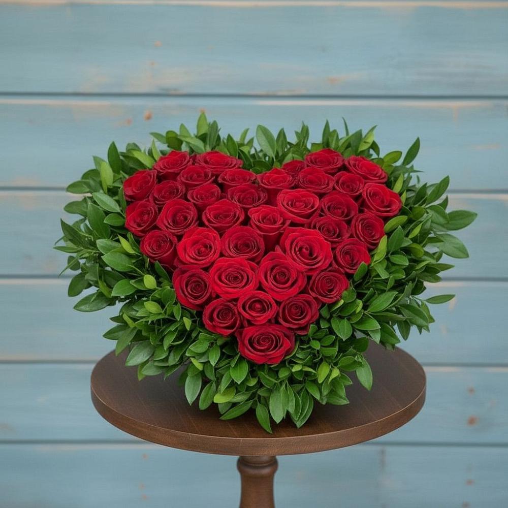 Цветочная композиция из Розы в виде сердца в Зеленоградский Пушкинского района