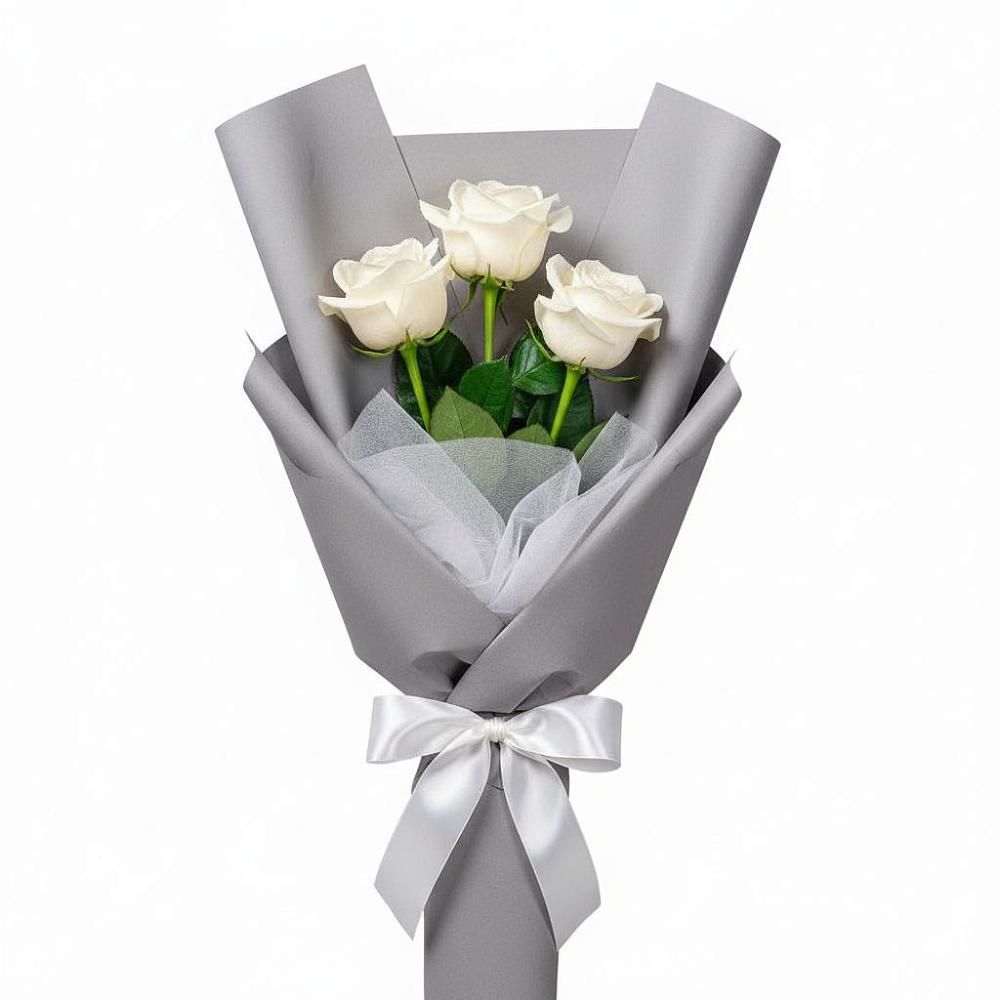 Букет 3 белые розы в Зеленоградский Пушкинского района