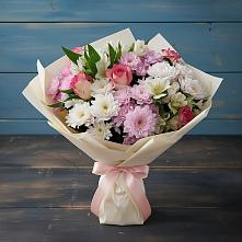 Букет цветов из:  Хризантемы, Альстромерии и Розы в Зеленоградский Пушкинского района