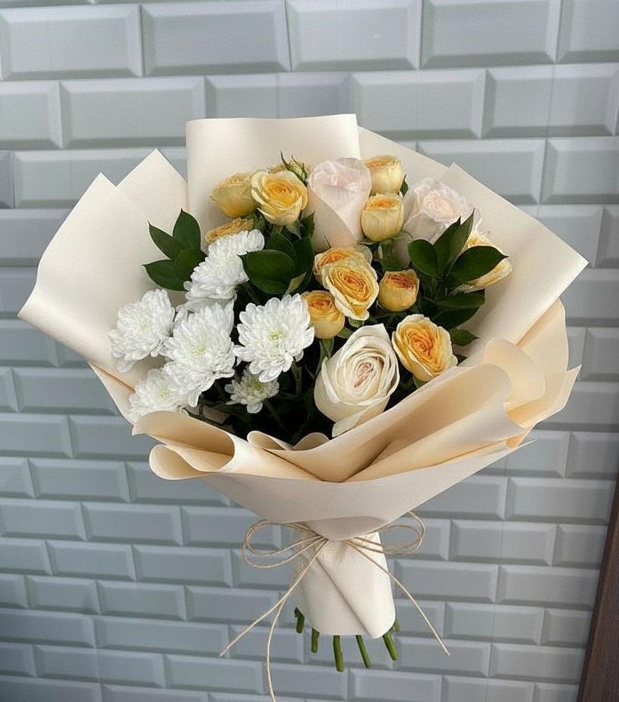 Букет цветов из: Розы и Хризантемы в Зеленоградский Пушкинского района