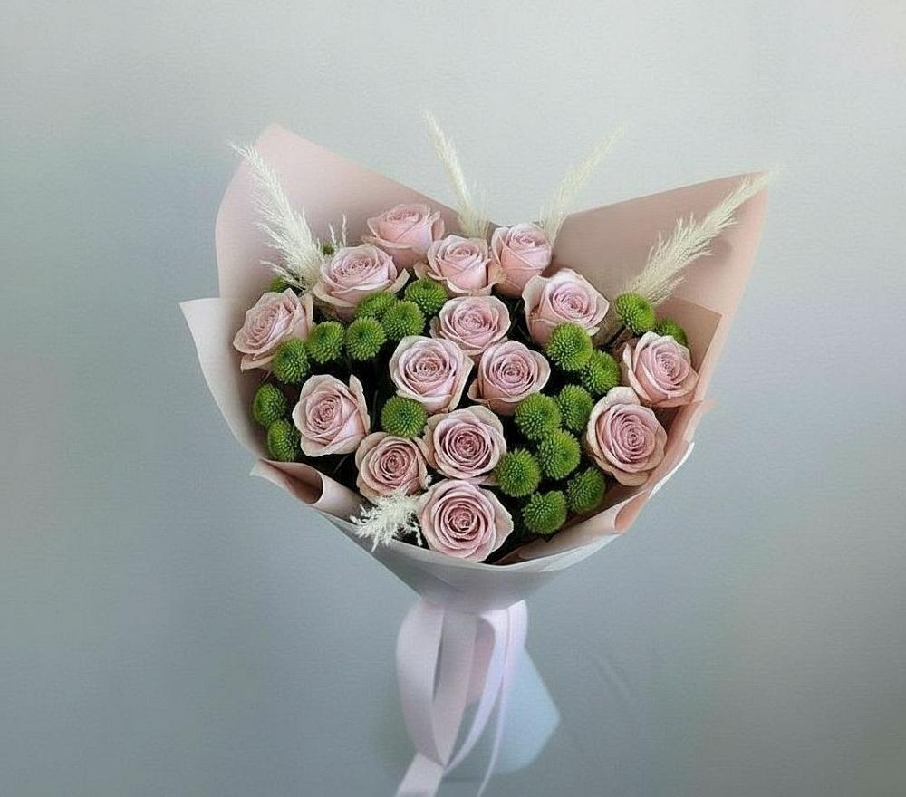 Букет цветов из: Розы и Хризантемы в Зеленоградский Пушкинского района