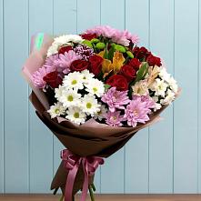 Букет цветов из:  Розы, Хризантемы и Альстромерии в Зеленоградский Пушкинского района