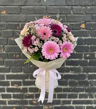 Букет цветов из:  Герберы и Хризантемы в Зеленоградский Пушкинского района