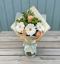 Букет цветов из:  Герберы, Розы и Хризантемы в Зеленоградский Пушкинского района