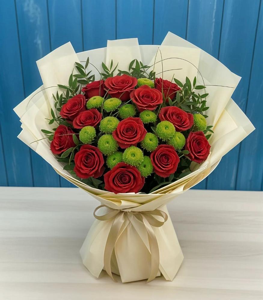 Букет цветов из: Розы и Хризантемы в Зеленоградский Пушкинского района