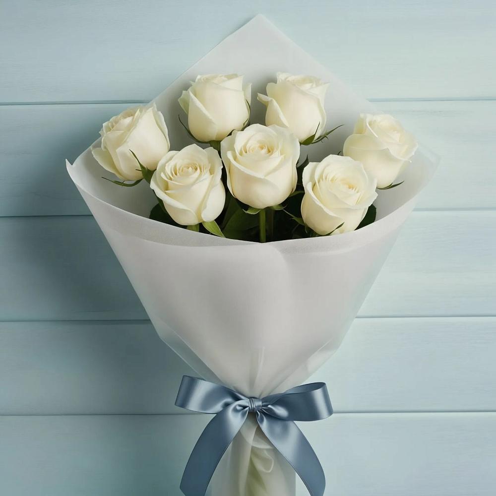 Букет 7 Белых роз Эдлесс Лав в Зеленоградский Пушкинского района