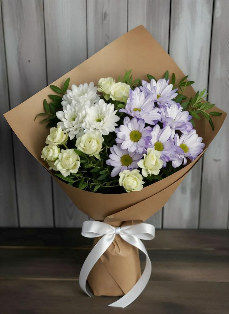 Букет цветов из: Хризантемы и Розы в Зеленоградский Пушкинского района